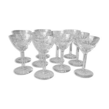 Suite of 10 glasses of port cooked wine or digestive glass shesel