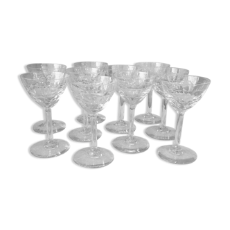 Suite of 10 glasses of port cooked wine or digestive glass shesel