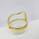 Transparent crystal basket with a gold-plated metal handle, Walther Glas, G