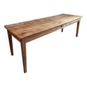 Antique French farmhouse dining table 225 cm – oak and poplar – rustic country table from around 1900
