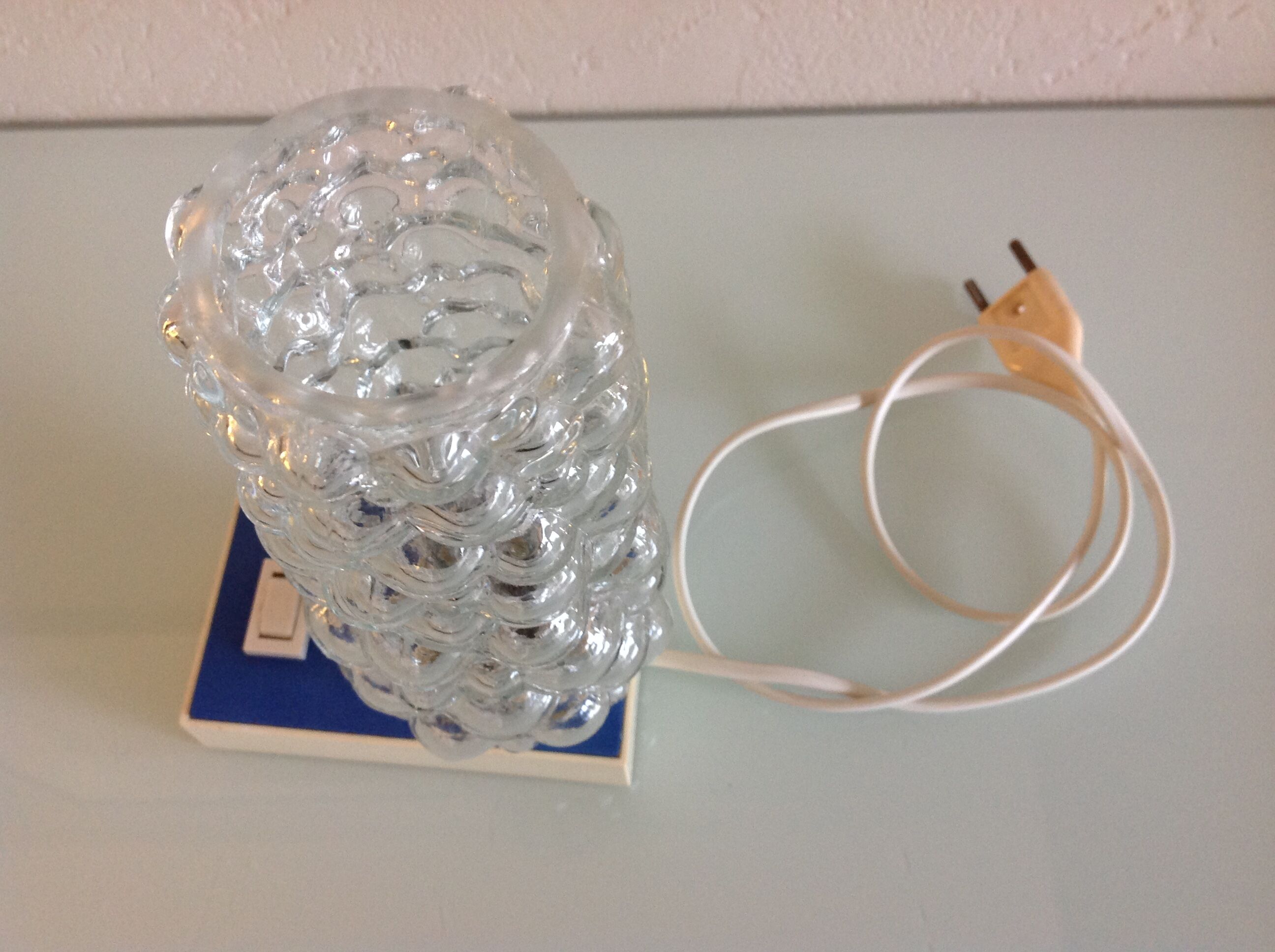 Bubbled glass bedside lamp by Helena Tynell 60/70