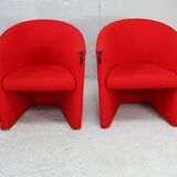 Pair of red Arflex armchairs. Italy, circa 1980