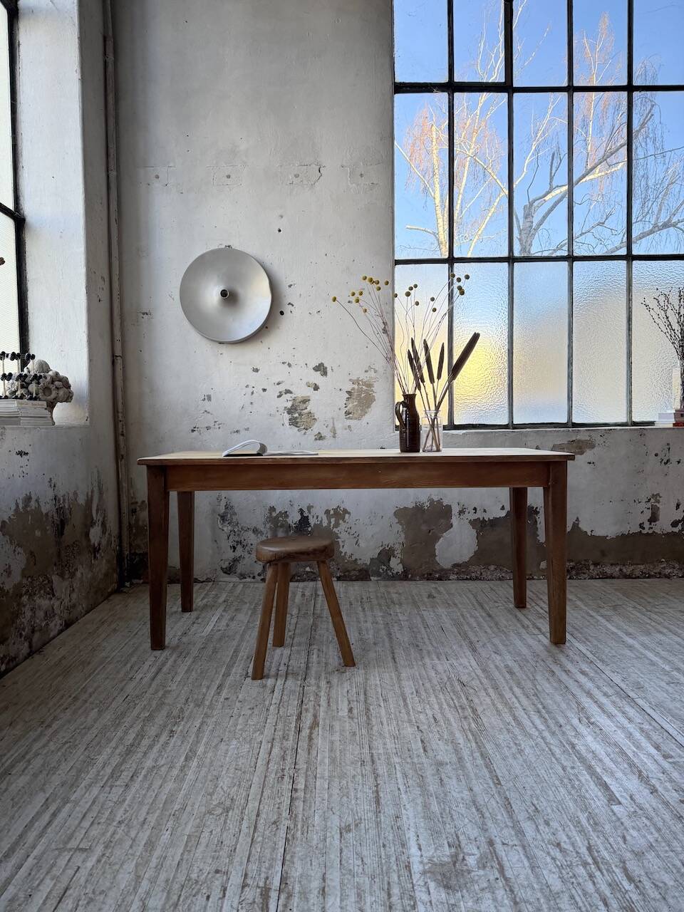 Table de ferme en pin et chêne