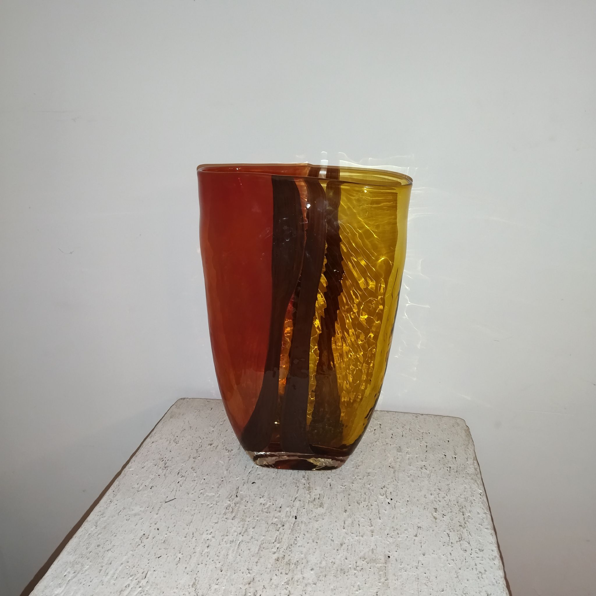 Vase verre soufflé moulé années 80
