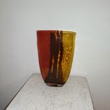 Vase verre soufflé moulé années 80