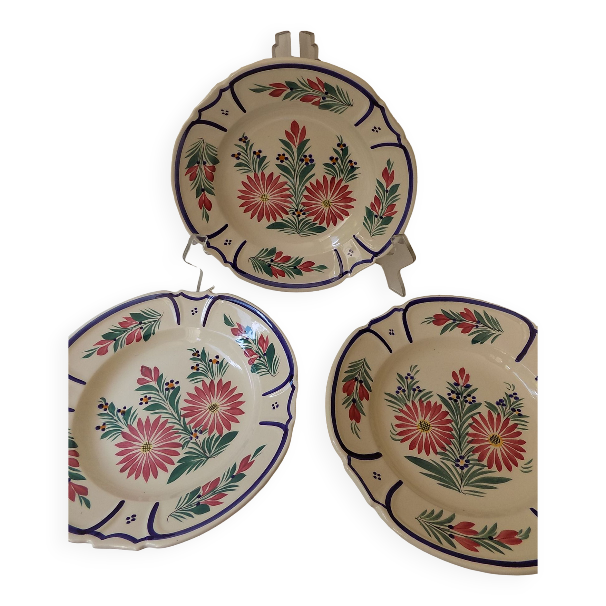 3 signed HB floral hollow plates