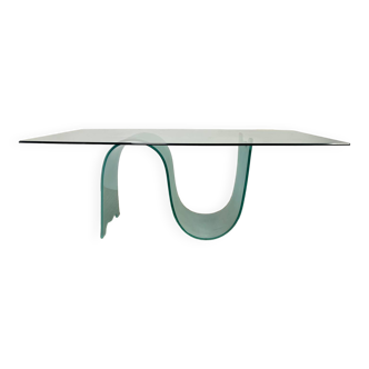 Table en verre pied verre dépoli