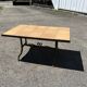 Vintage garden table with ceramic tile top and wrought iron base