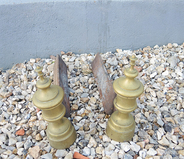 Old cast iron & brass chenets louis philippe style