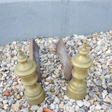 Old cast iron & brass chenets louis philippe style