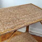 Rattan and cork side table