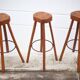 Tabouret de bar X 3 , tabouret bois et métal, tabouret brustaliste, tabouret haut