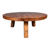 Brutalist oak coffee table thee legs
