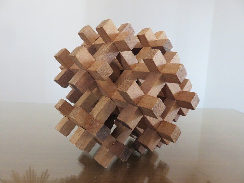 Wooden puzzle, multiboules, gadget from the 70s