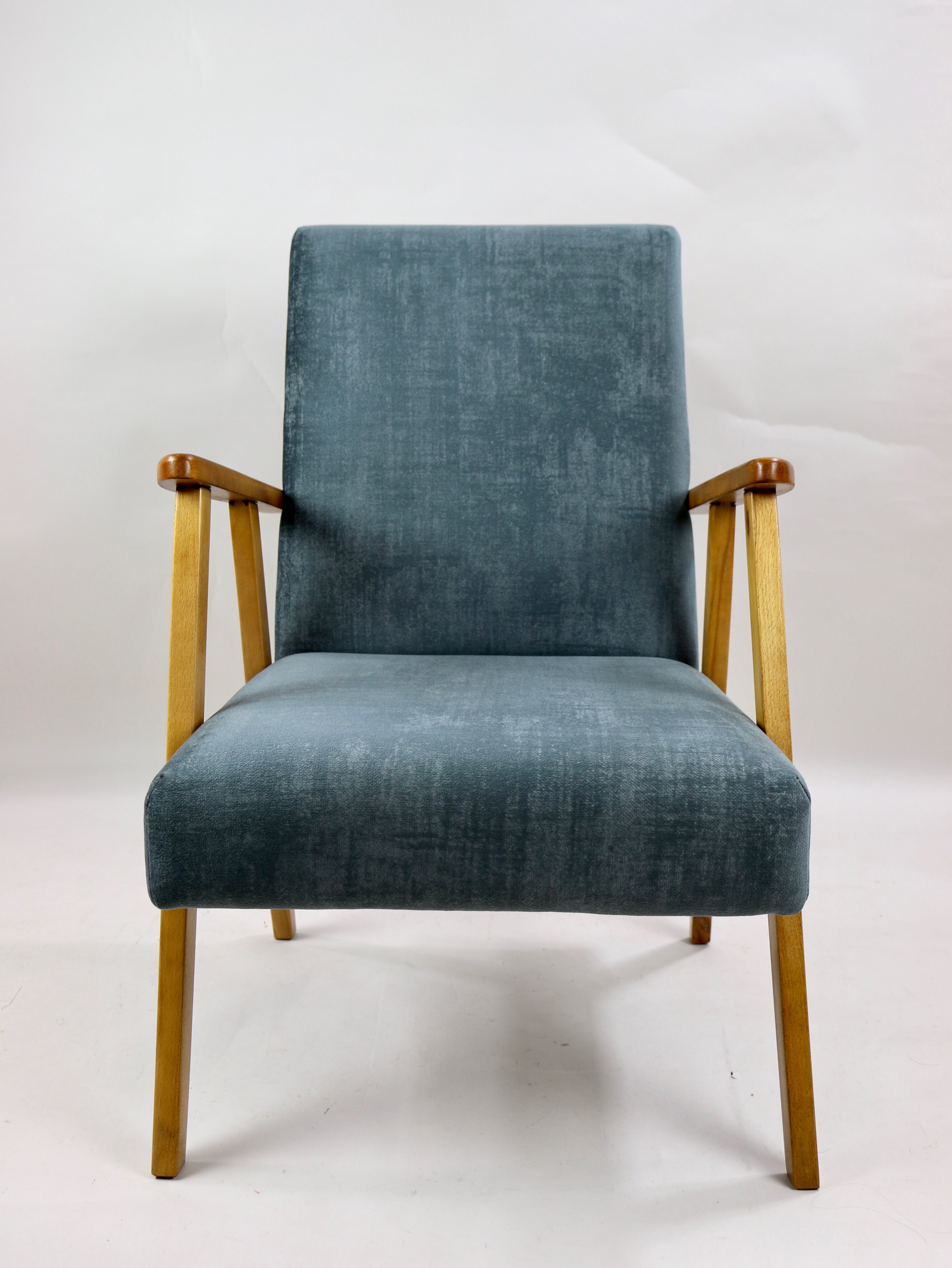 Set of 2 grey velvet armchairs, 1970s