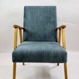 Set of 2 grey velvet armchairs, 1970s
