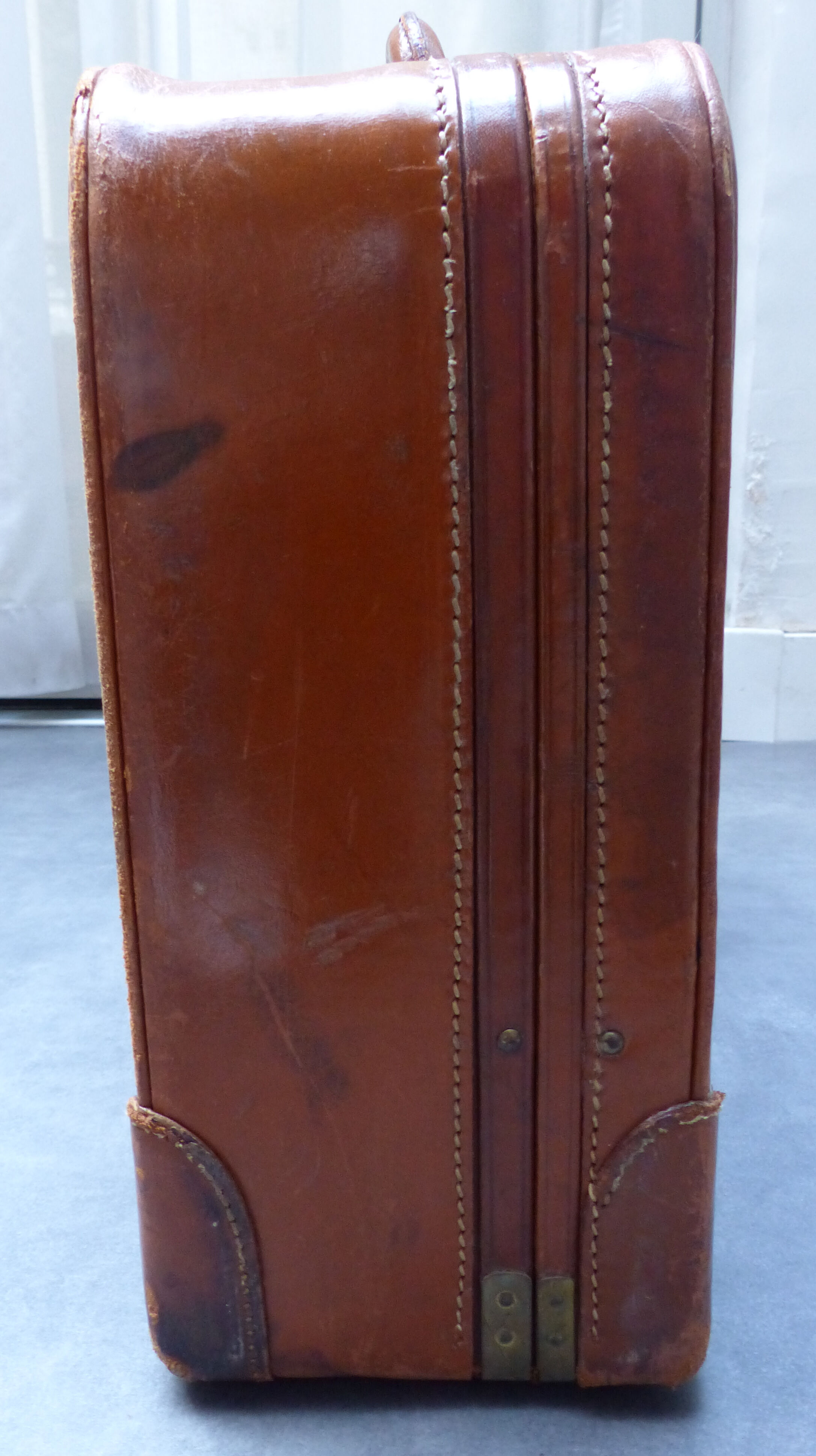 Vintage monogrammed leather jV case