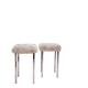 Set of two vintage chrome stools with fluffy upholstery