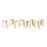 8 tabourets en plastique beige "Trio" par Olaf von Bohr pour Lineacqualba, Italie années 1960