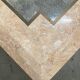 Marble mosaic coffee table '80, salmon and green with brass