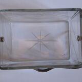 Art Deco vintage glass and silver metal cookie box