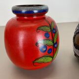 Set of Two Pottery Fat Lava Vases "Multi-Color" by Scheurich, Germany, 1970s