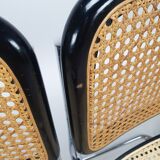 Set of 4 Tubular Frame and Cane Cantilever dining chairs, Italy, 1970s