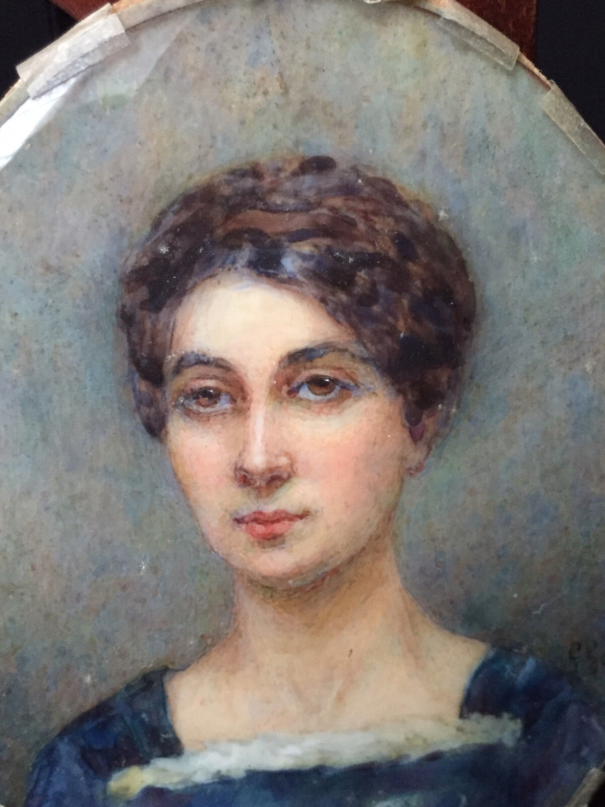 MINIATURE PORTRAIT WOMAN HAND PAINTED NINETEENTH CENTURY SUILEM