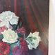 Bouquet of roses, burgundy background, oil on panel 1951