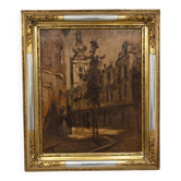 "Belgrade Cityscape", huile sur toile par Vladimir Mihokovic Miha, 1985