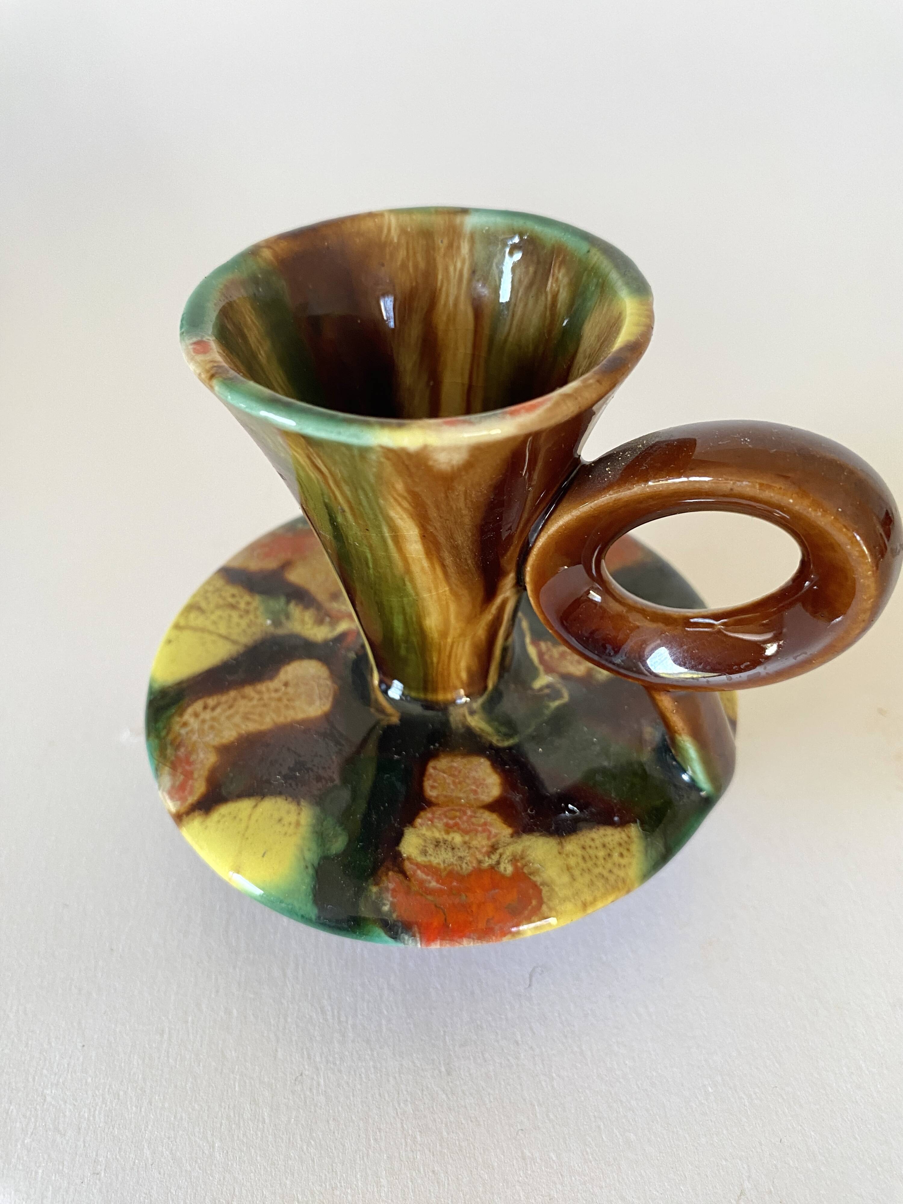 70s ceramic candle holder