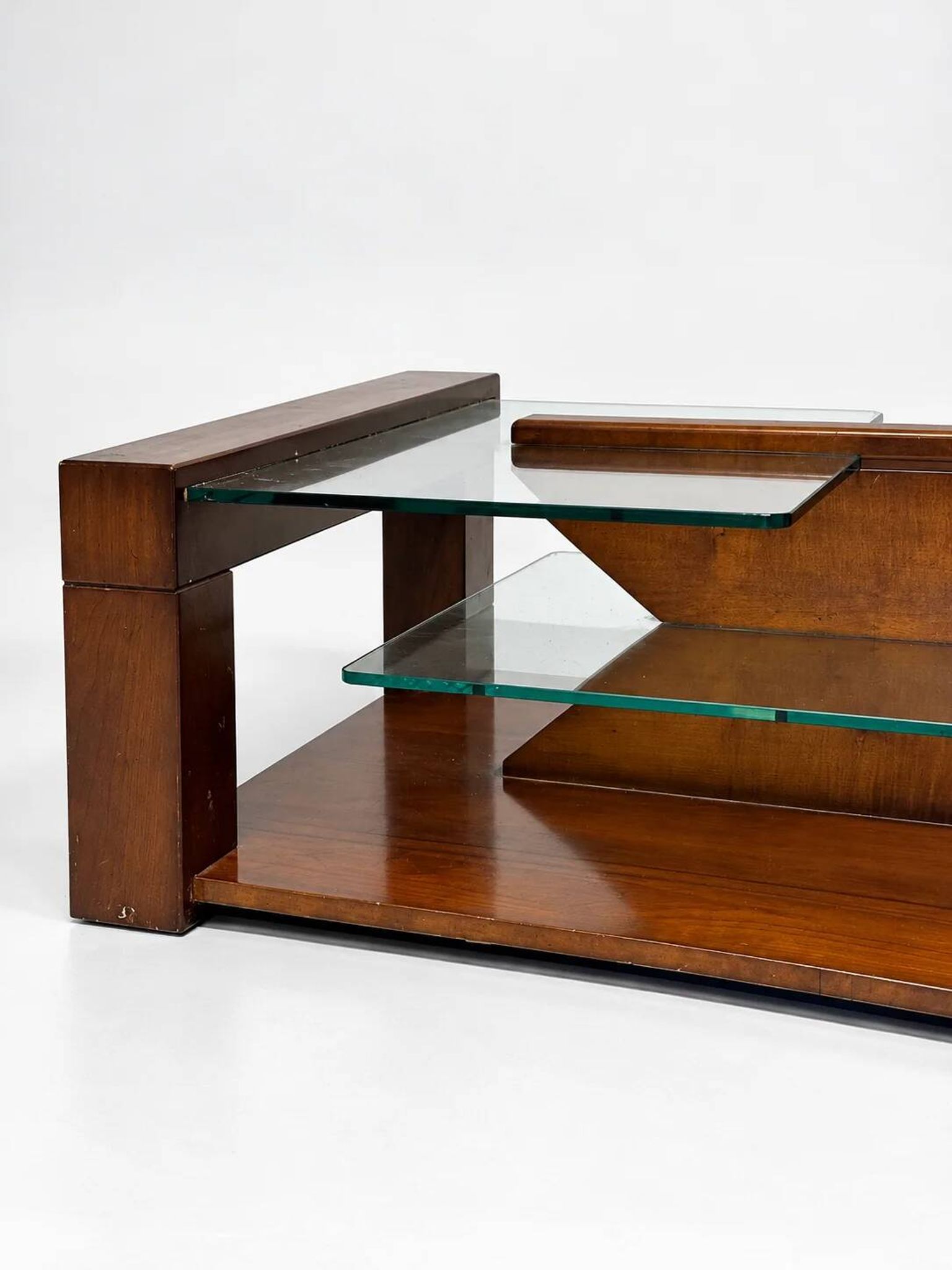 Wood and glass coffee table, 1980s
