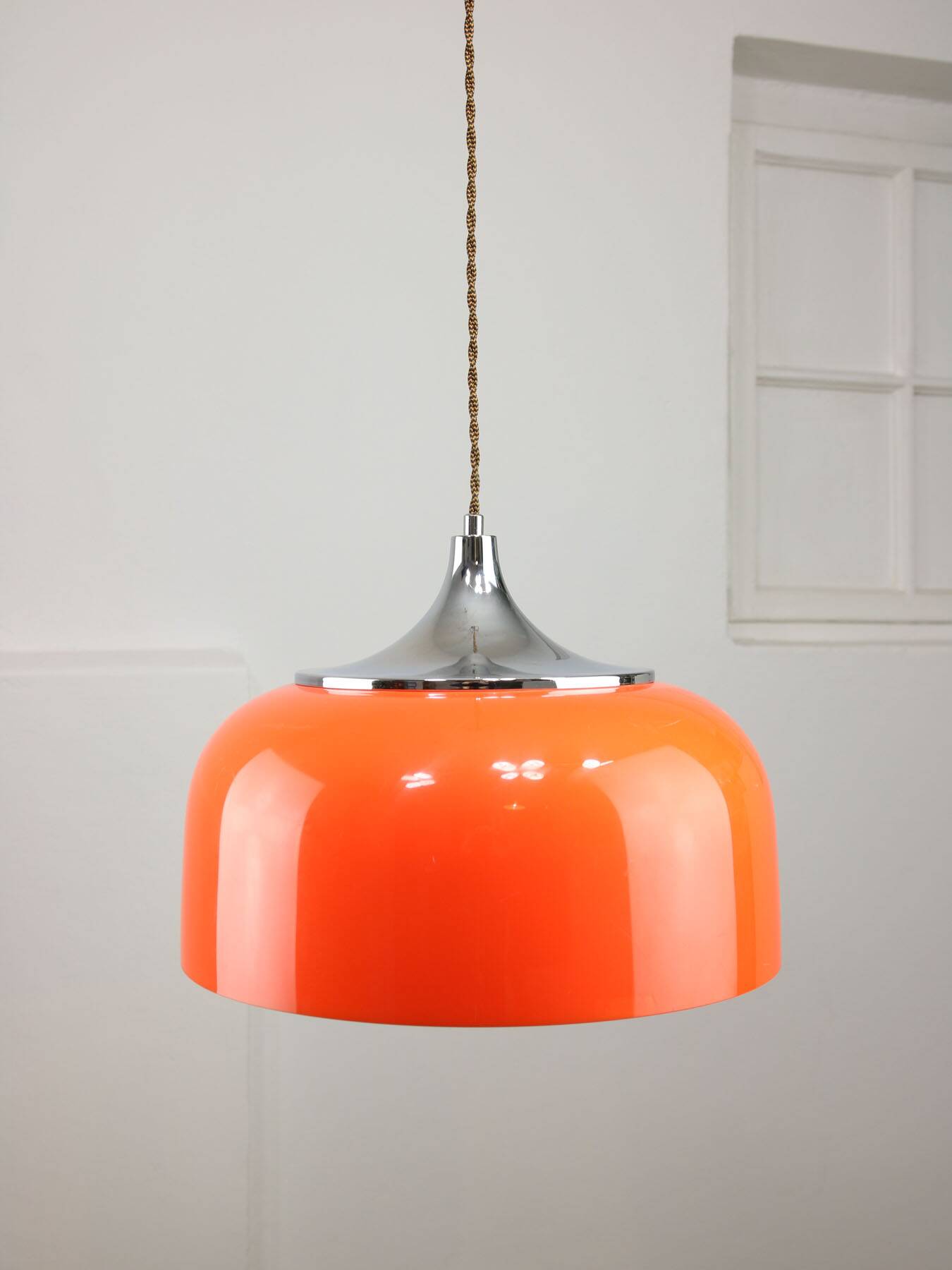 Space Age Orange Pendant Lamp from Guzzini, 1960s