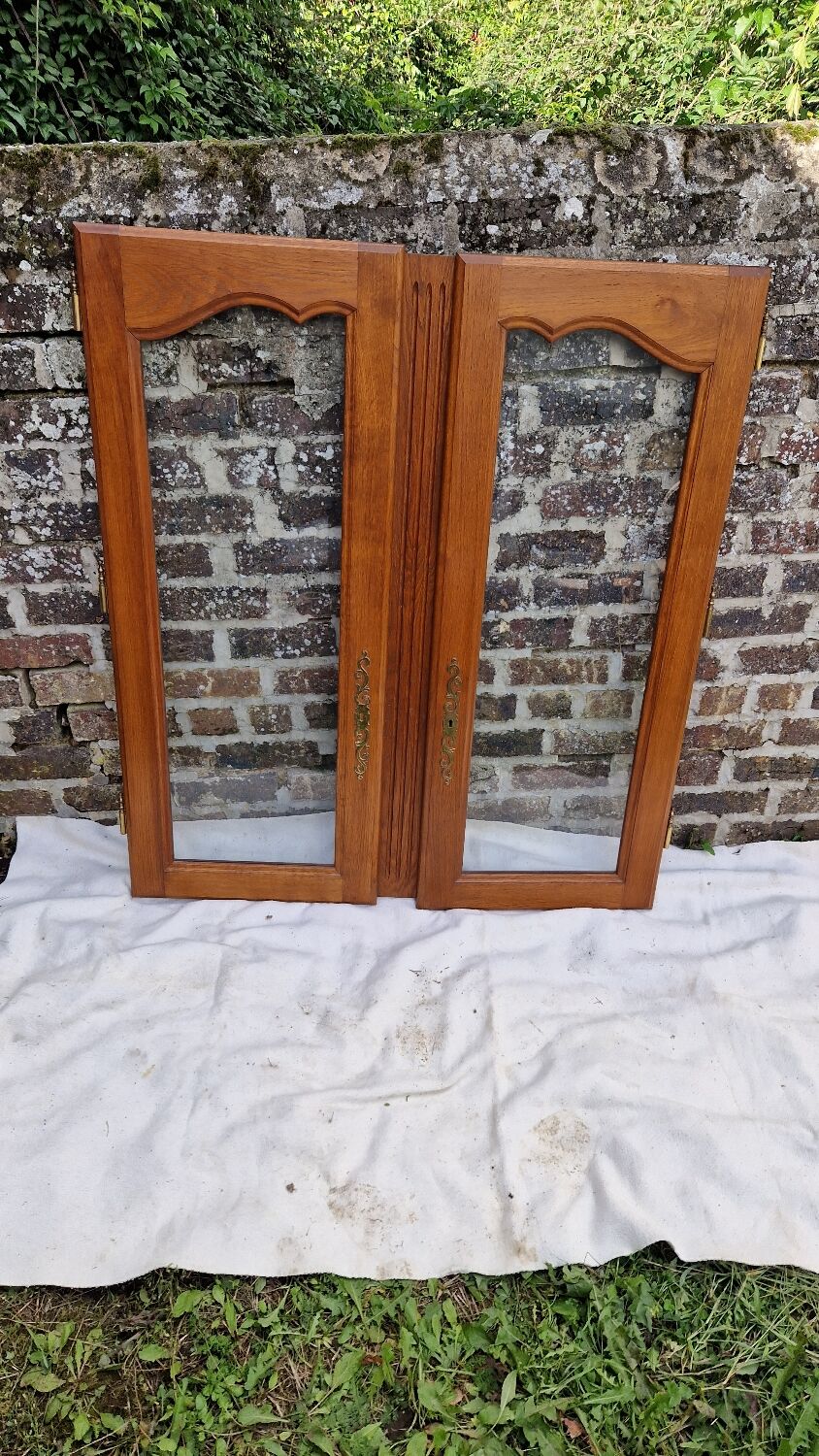 Pair of oak glazed doors