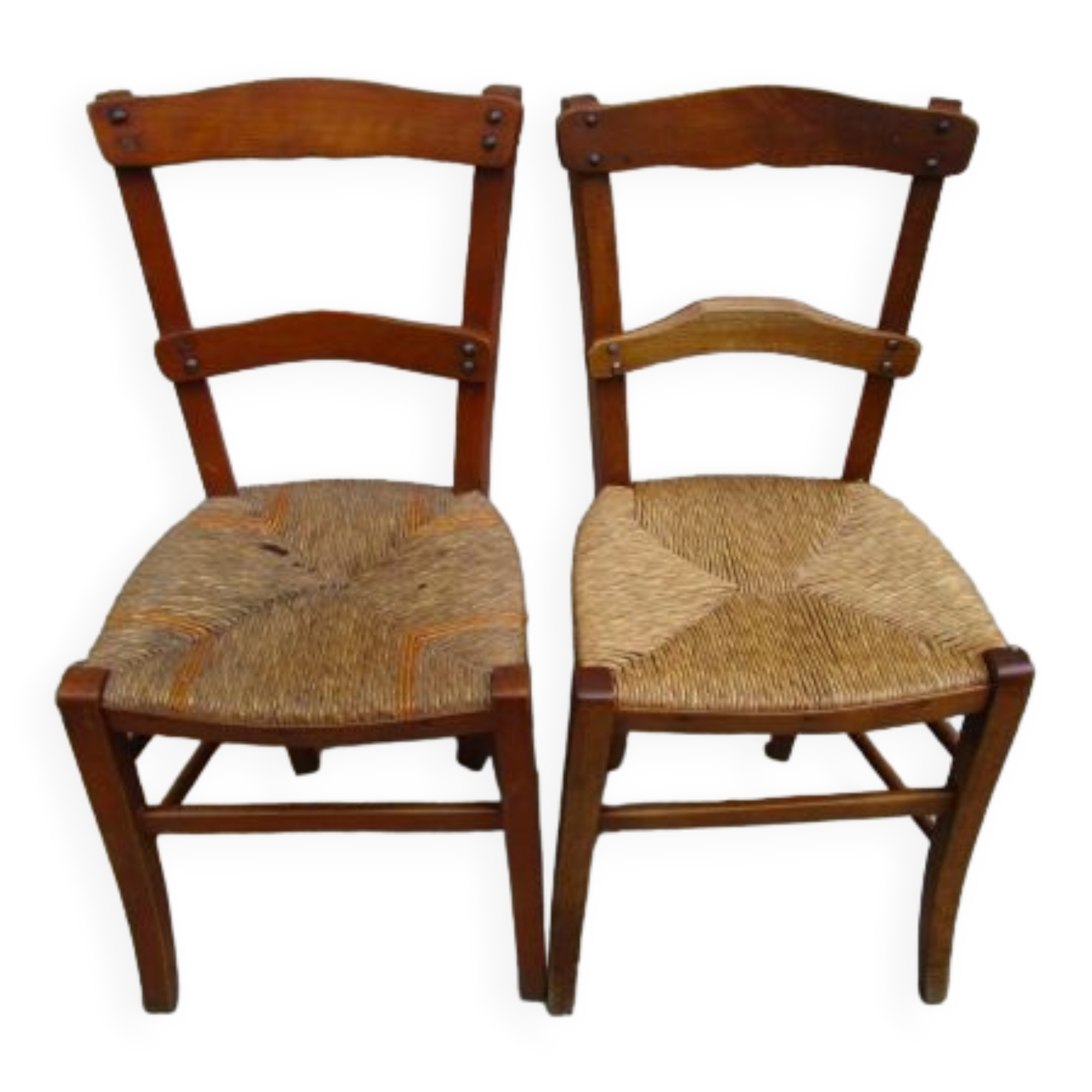 2 antique straw chairs