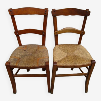 2 chaises paillées anciennes