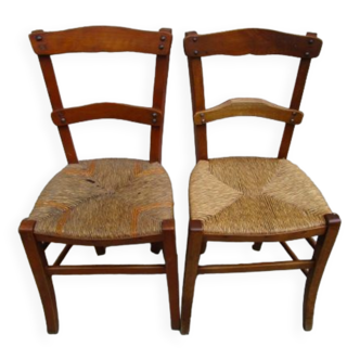 2 antique straw chairs