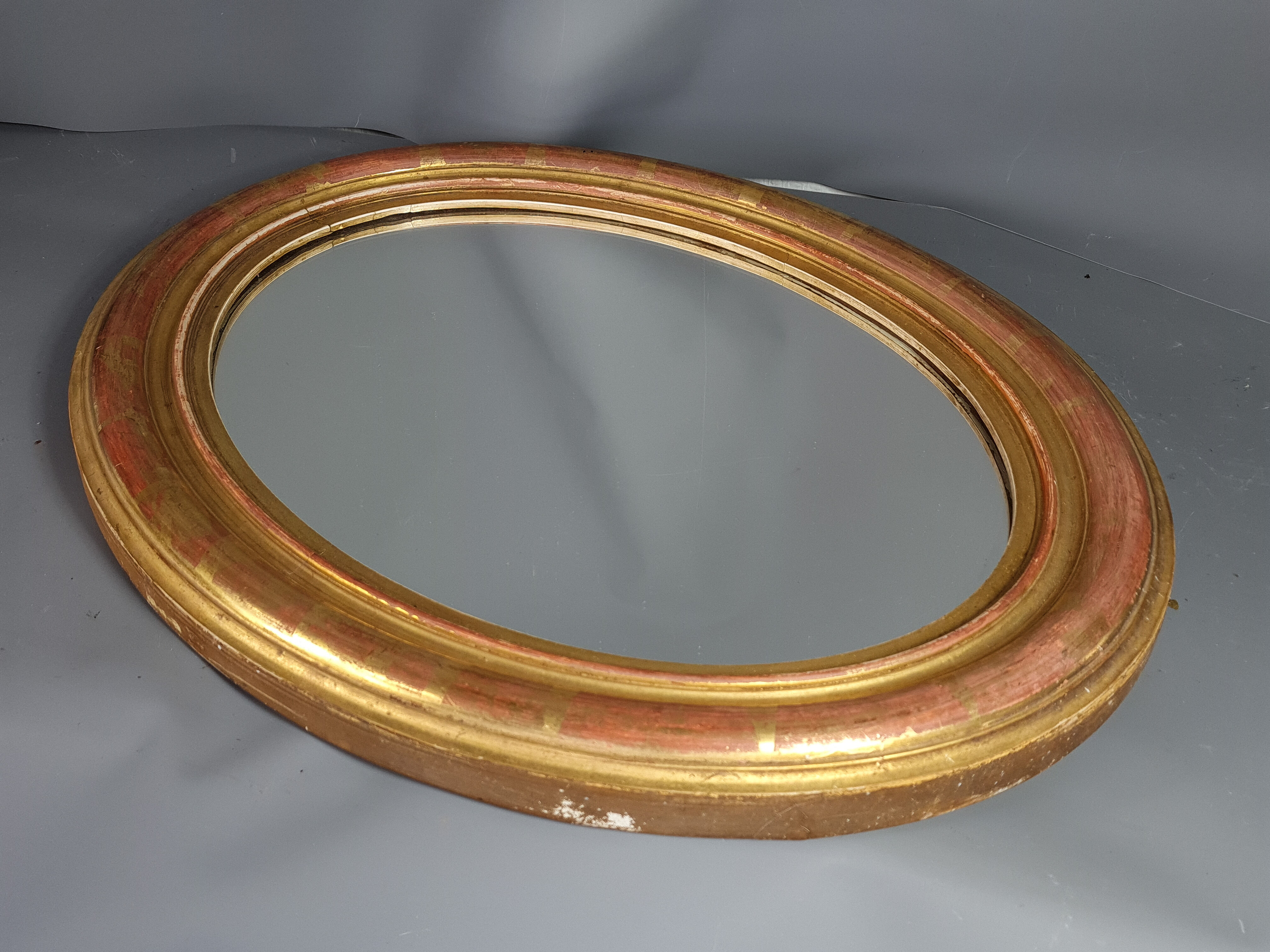 Miroir cadre ancien bois dorure d'origine à la feuille d'or 55x44 cm