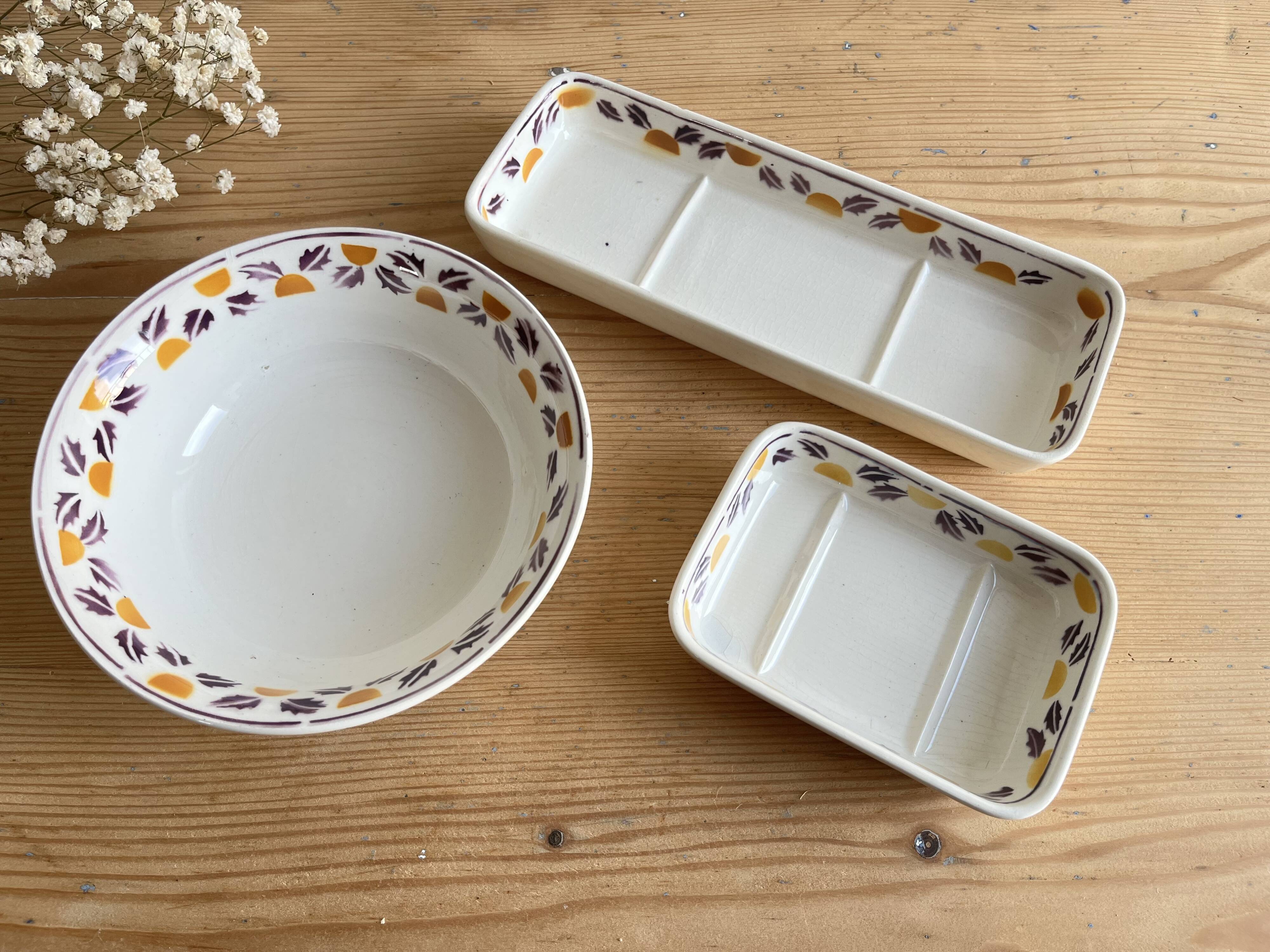 Bathroom set / earthenware soap dish Digoin Sarreguemines