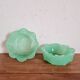Duo of two candle holders cups in green opaline of water