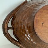 Carved wooden fruit basket or basket, 19th century, grape clusters and vine leaves