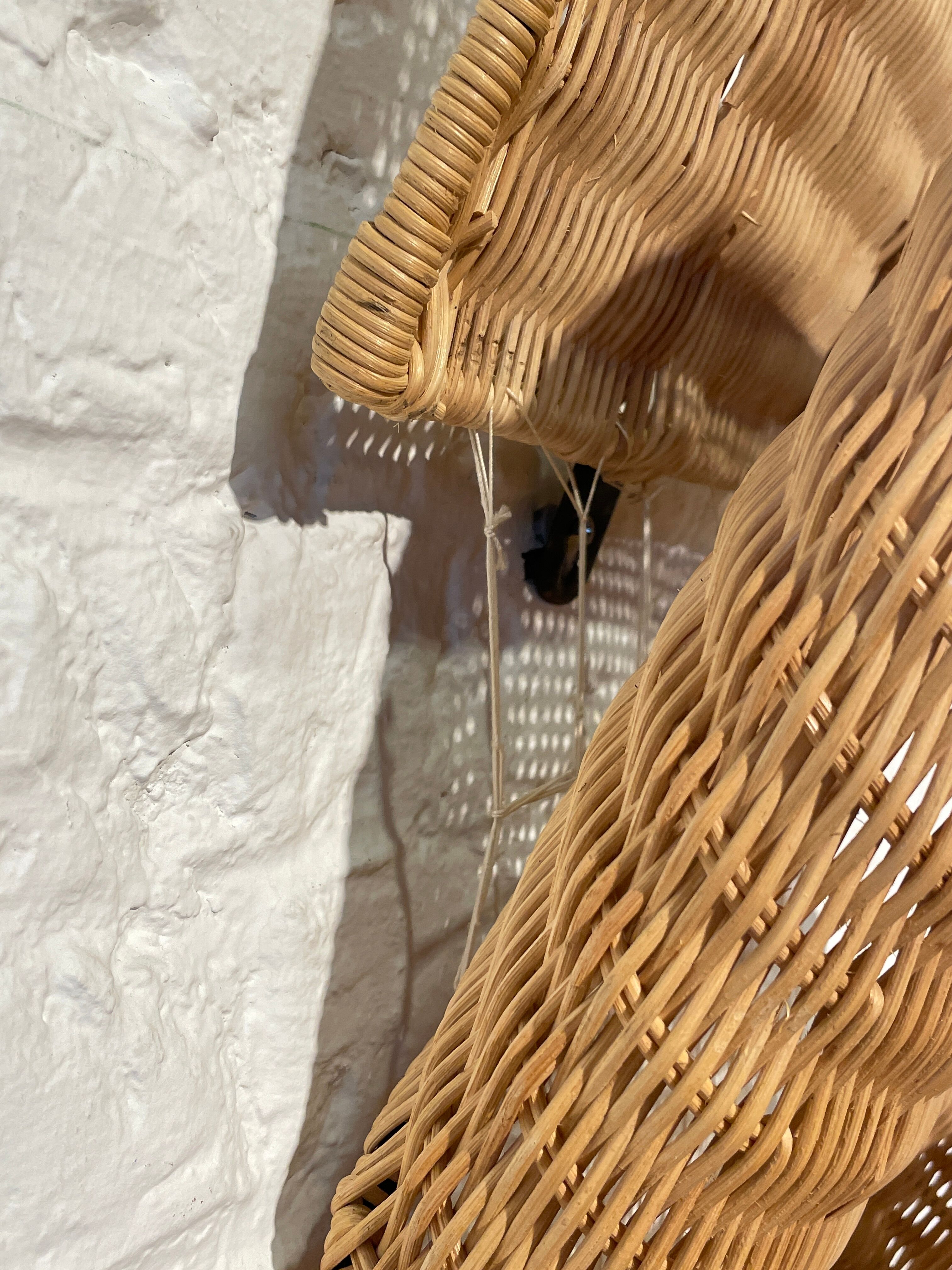 Wicker wall-mounted newspaper holder, France 1960's