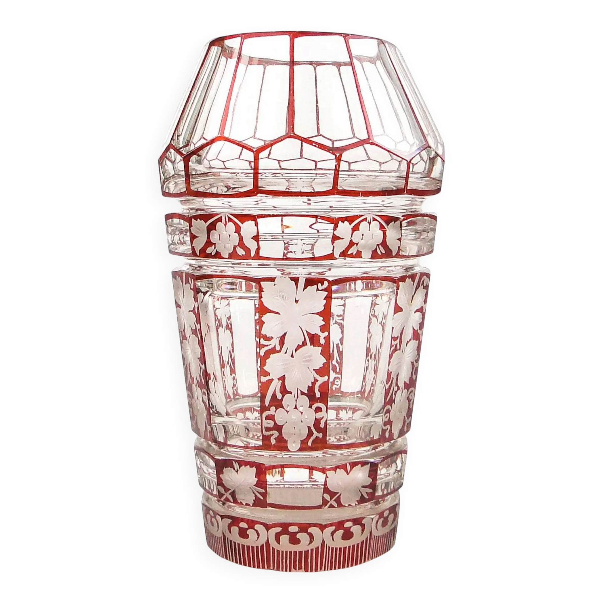 Biedermeier vase, double-layer crystal, Bohemia, Czech Republic, 19th century