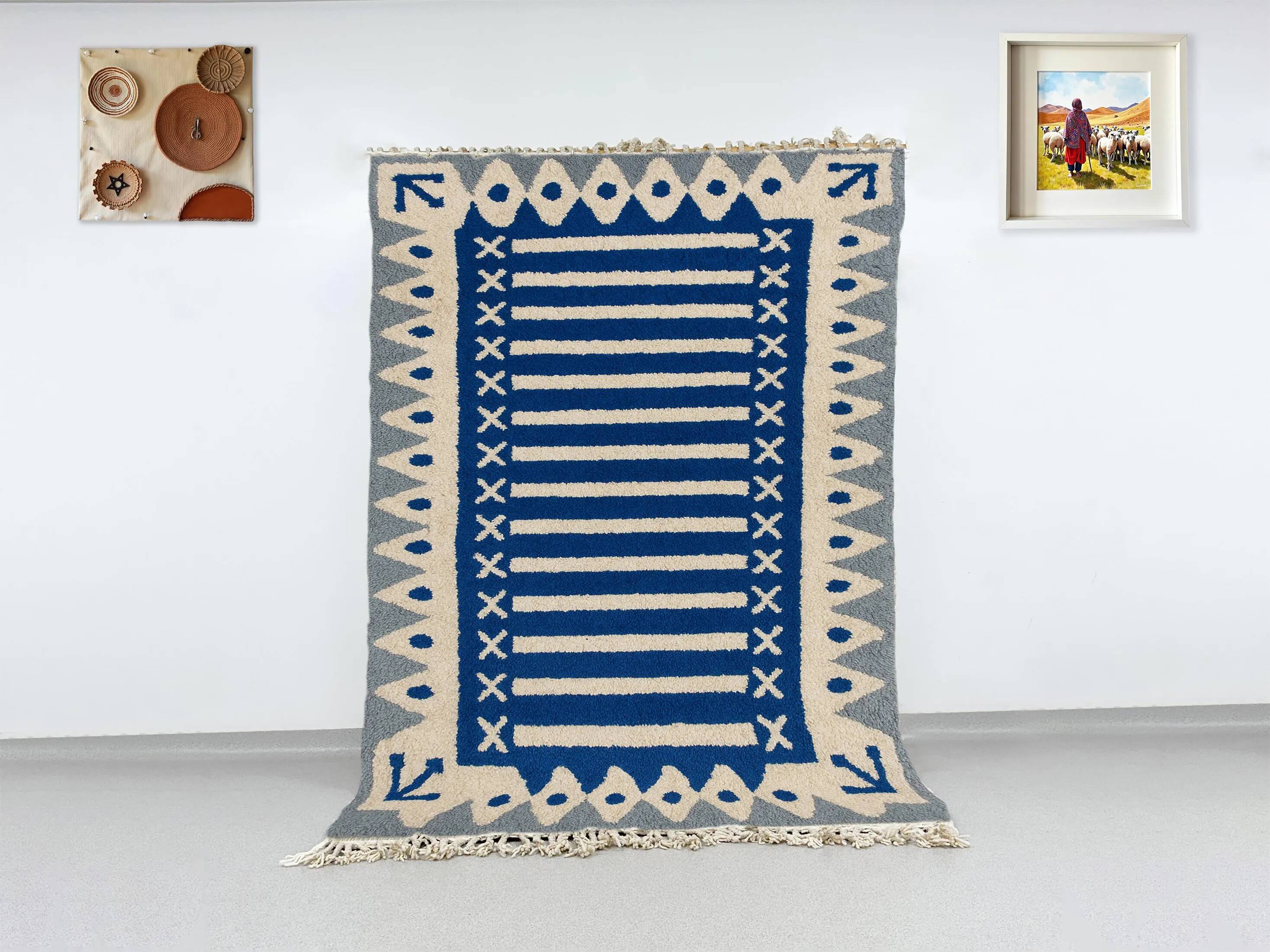 Handmade Berber rug in pure wool 3x2 m