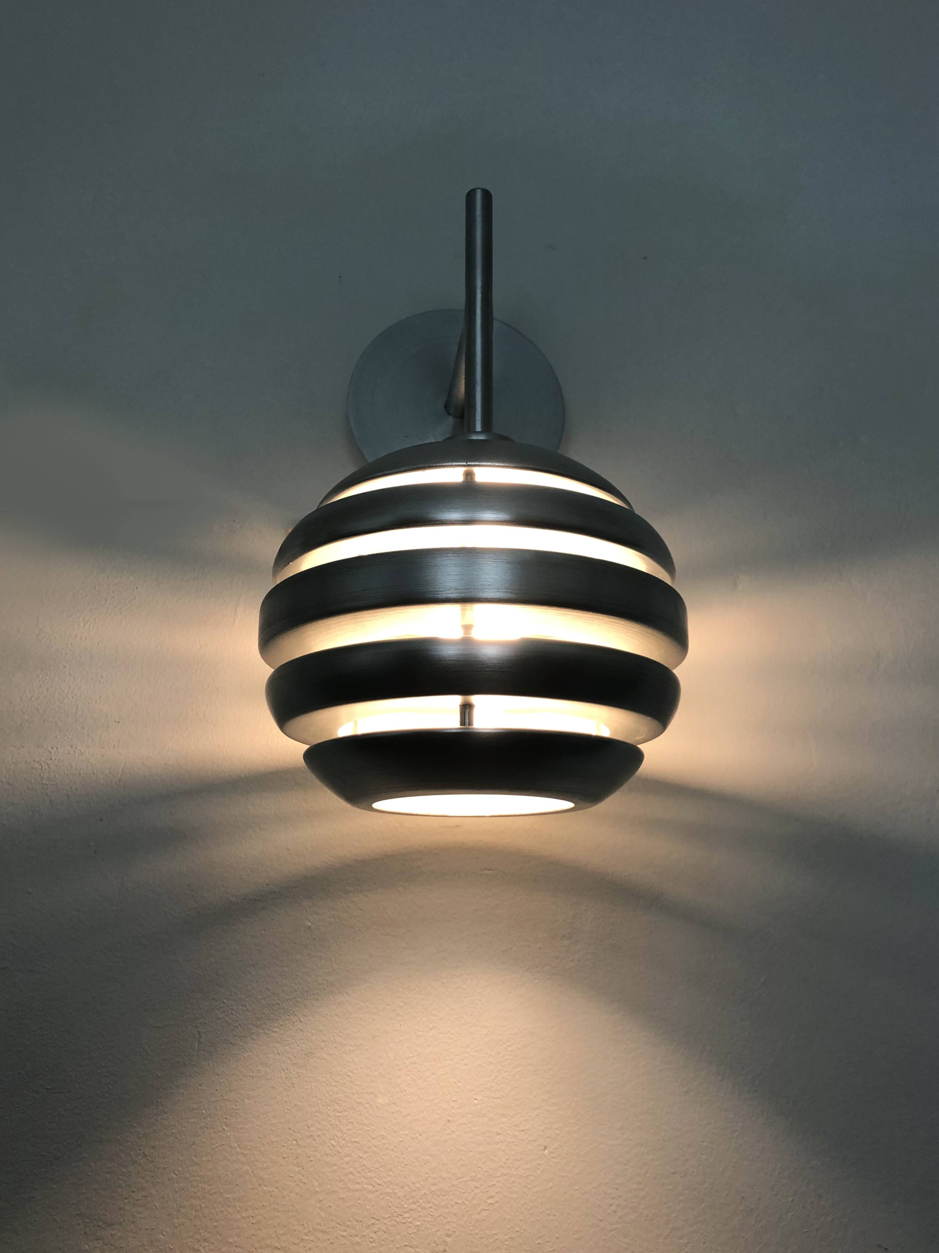 Pair of brushed aluminum Mercury wall lights by Eglo 90s