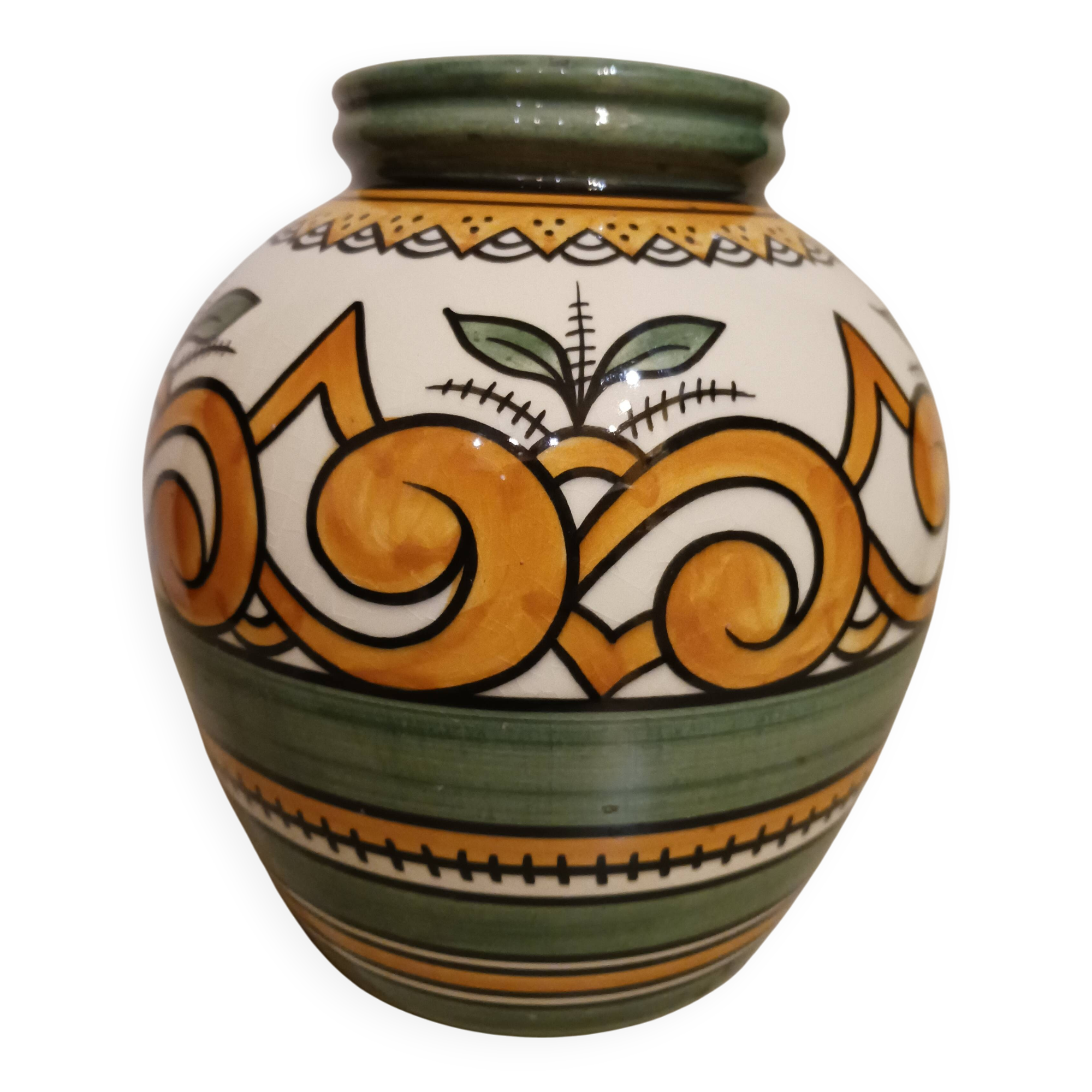 Round vase, signed Henriot Quimper, 1950s