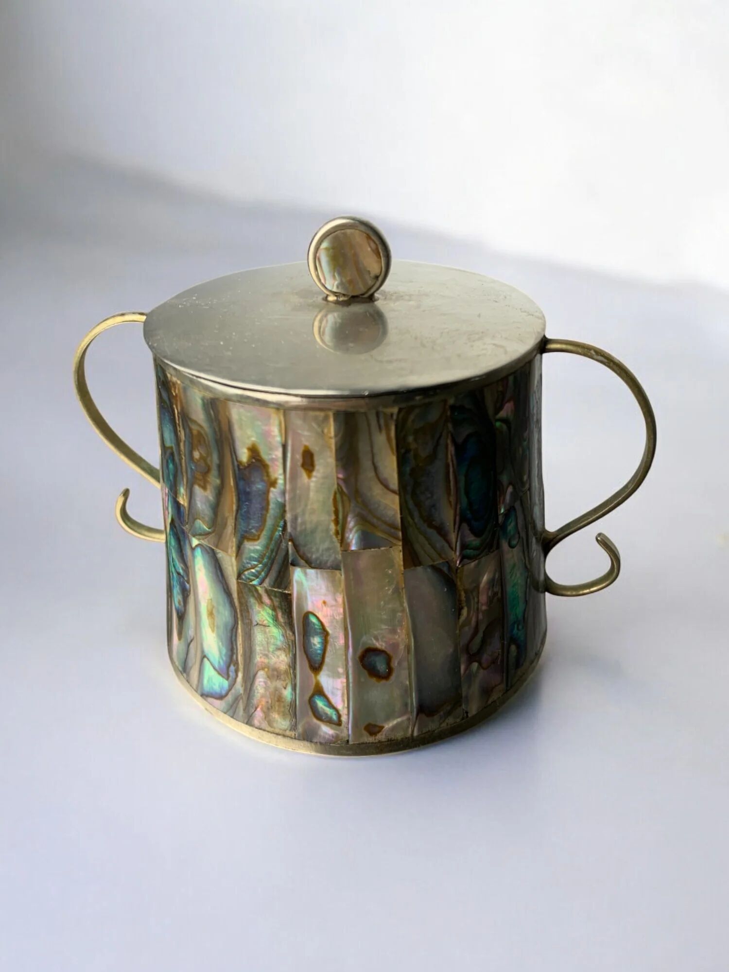 Abalone shell & alpaca jar, Mexico, 1980s