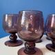 Set of 6 purple bubble glass glasses signed Biot – mouth-blown