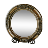 Round golden mirror