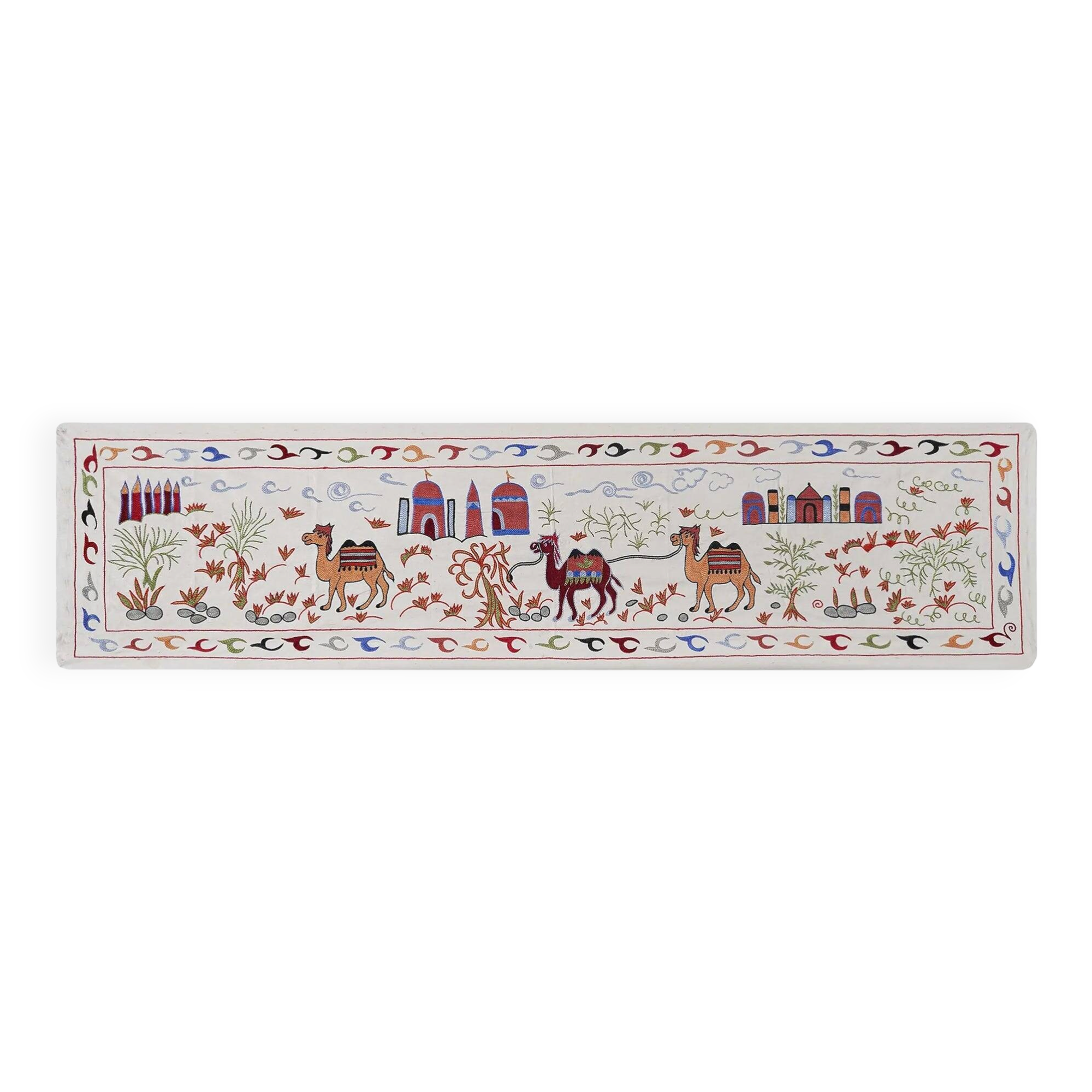 Vintage hand-embroidered tablecloth 51x188 cm
